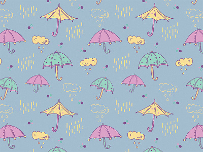 Rainy Pattern digital art fabric illustration pattern print umbrella