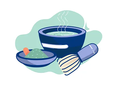 Matcha Green tea drink flat design food green tea hot beverage illustration japan japan food matcha tea vector whisk