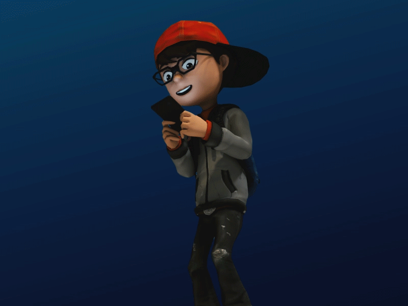 Teenager on twitter 3d animation