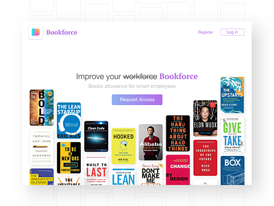 Bookforce - Landing Page Concept book concept landing page minimal website