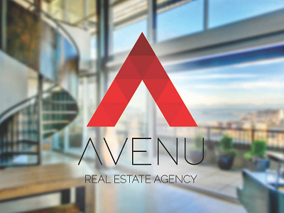 Avenu concept design geometric logo logodesigner realestate red type