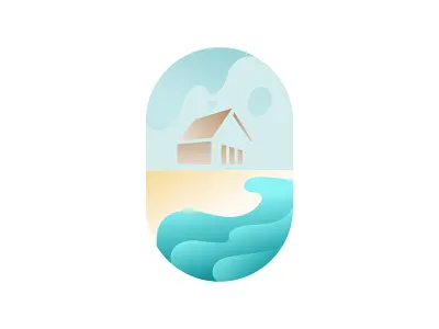 beach beach flat gradient hevean house beach icon illustration rebound shape