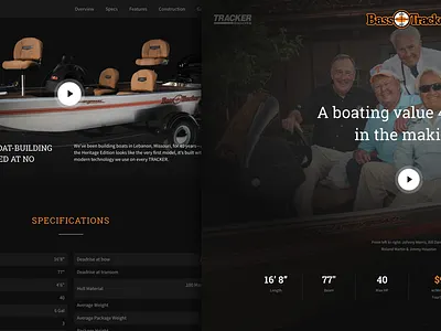 Tracker Heritage Boat Website campaign dark landing page responsive ui ux website