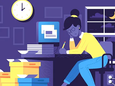 Workin' Late computer desk files jeans monday paperwork woman work