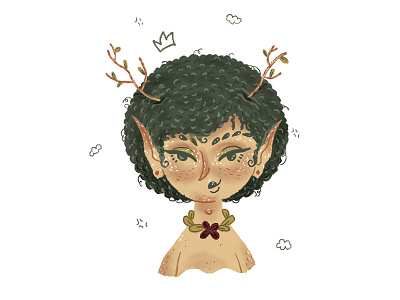 forest elf cartoon character design drawing girl illustration portrait shot