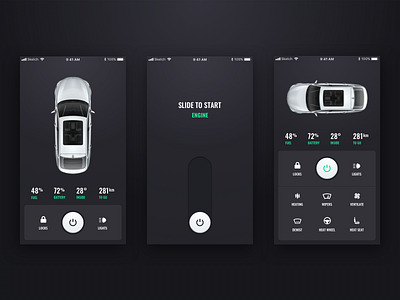 Car controller concept auto automotive car concept controller dark dark ui ios remote car