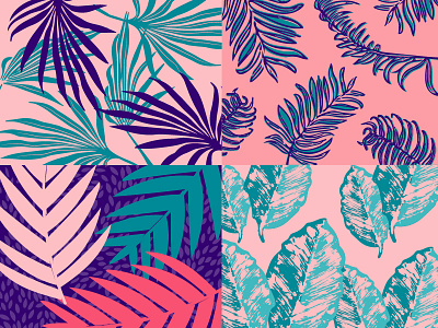 Fractal Flora brand floral flowers handdrawn illustration leaves palm leaf pattern pattern design