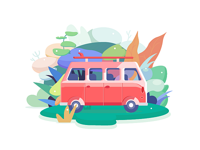 Second cars bright car discover illustration jungle ui