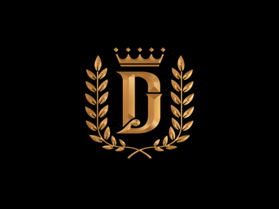 Donnie Jones Photography Logo crest crown dj gold metal monogram seal wreath