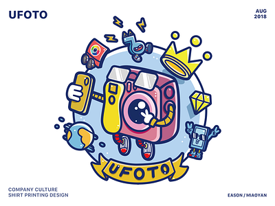 Ufoto Company Culture Shirt Printing Design border camera crown diamond graffiti phone selfie ufoto worldwide