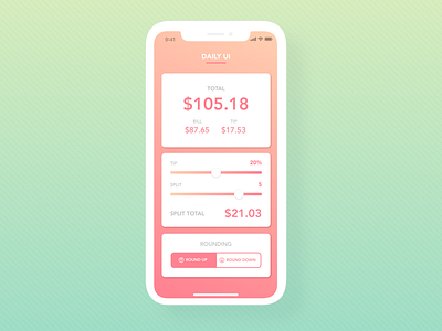 Daily UI #004 daily ui gradient tip calculator