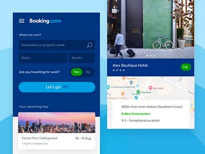Booking.com Visual Design blue cards design form design freelance designer freelancer map travel travel tech ui ui designer visual design