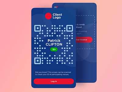 Digital Driver's Licence App android app blue freelance designer log in log in screen qr code scan ui ux visual design