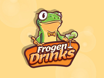 Frogen Drinks brand character drink frog logo mascot