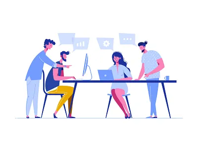 Team business flat illustration meeting negotiation team vector web