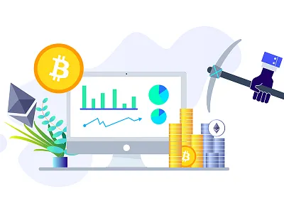 Cryptocurrency Mining Illustration bitcoin blockchain chart coin cryptocurrency eth finance ico mining money token wallet