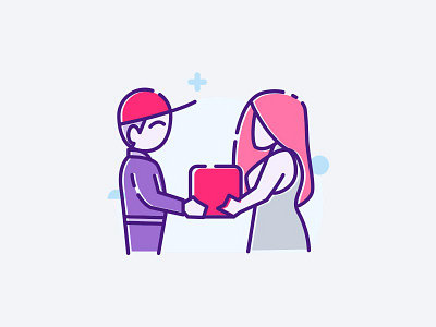 Courier Service courier customer delivery delivery service illustration illustrator line package service vector