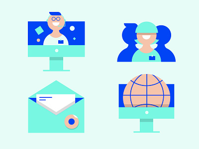 Icons badge flat icon illustration mail outline people vector