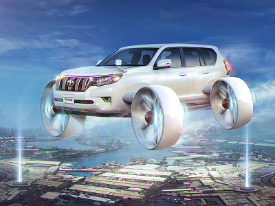 Flying Toyota land cruiser 3d 3d model advertising car cgi concept art creative digital art key visual sci fi toyota vehicle