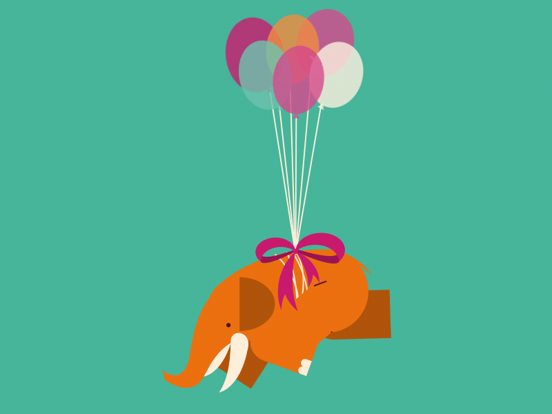 How many elephants can you count? balloons birthday bow elephant gift present