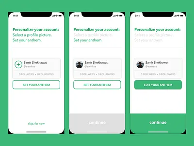 NoiseHub Anthem Onboarding apple music feed jukebox listen music noise play social sound spotify ui ux