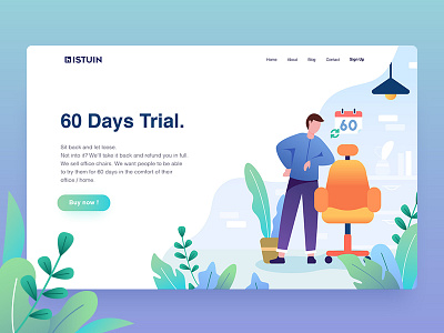 60 Days Trial. chair dashboard flat furniture header home illustration landingpage leaf office plant trial