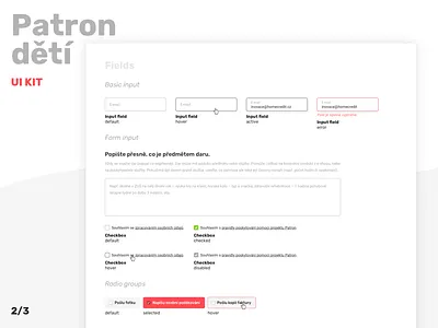 Patron dětí UI kit (2/3) checkbox fields inputs ui ui kit user interface