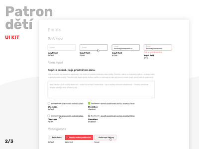 Patron dětí UI kit (2/3) checkbox fields inputs ui ui kit user interface