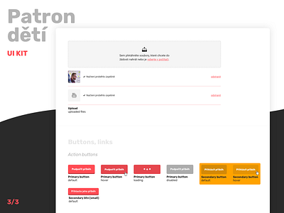 Patron dětí UI kit (3/3) buttons documents fields hover states ui ui kit upload upload documents user interface