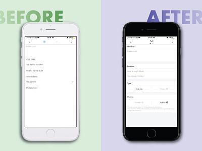 Create a Poll UI - Before & After app ask feedback interface opinion poll survey ui ux