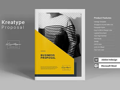 Kreatype Proposal brochure business clean creative indesign template magazine modern product simple template yellow