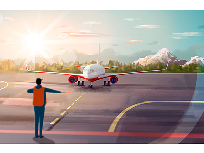 Airplane airplane dawn horizon landing marshal mountains sky sun take off