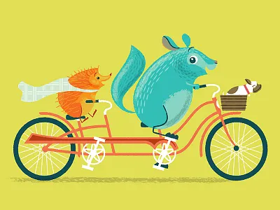Chin Up, Chinchilla, Tandem ride! beth stafford bicycle character childrens book chin up chinchilla hedge hog illustration kickstarter picture book tandem