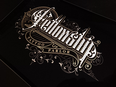 Fellowship Tattoo Parlor vector branding calligraphy custom lettering handlettering identity lettering logo logotype typography victorkevruh