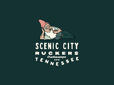 Scenic City Ruckers 01 badge chattanooga gnome illustration logo ruck scenic city typography