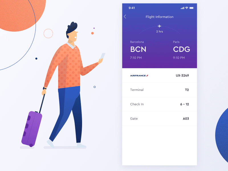 Boarding Pass animation app clean dailyui design flight gif illustration ios minimal travel