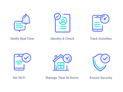 Thematic icons activities icon identity illustration notify security track ui ux wifi