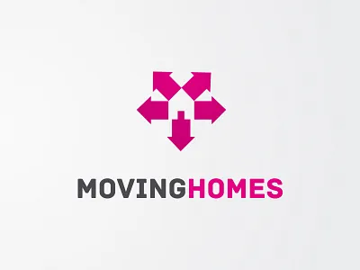 Moving Homes Logo Design arrows grey homes houses identity design logo logo design pink