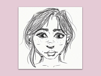 Bright Eyed animated girl illustration line drawing sketch