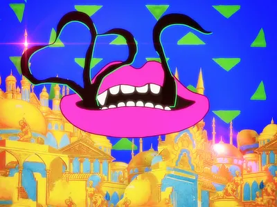 Gold Tops Style Frame 70s aladdin cel animation collage gold pattern smoke style frame vampire virgil finlay