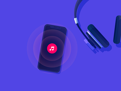 Music. WIP. headphones illustration ios itunes listen music vector waves