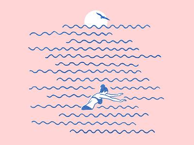 Long Beach beach bikini illustration landscape swim