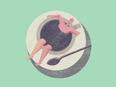 Coffee Bath character design coffee flat design illustration photoshop procreate