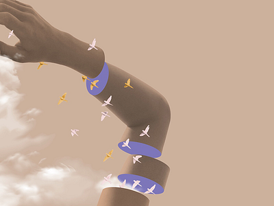 Surreal explorations birds clouds collage color digital art surrealism