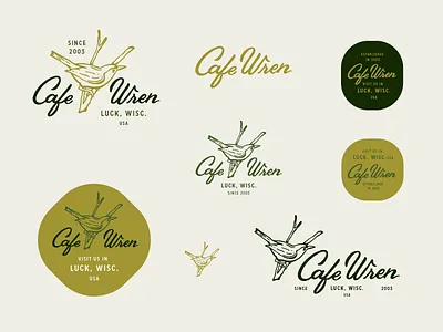 Cafe Wren branding coffee identity illustration
