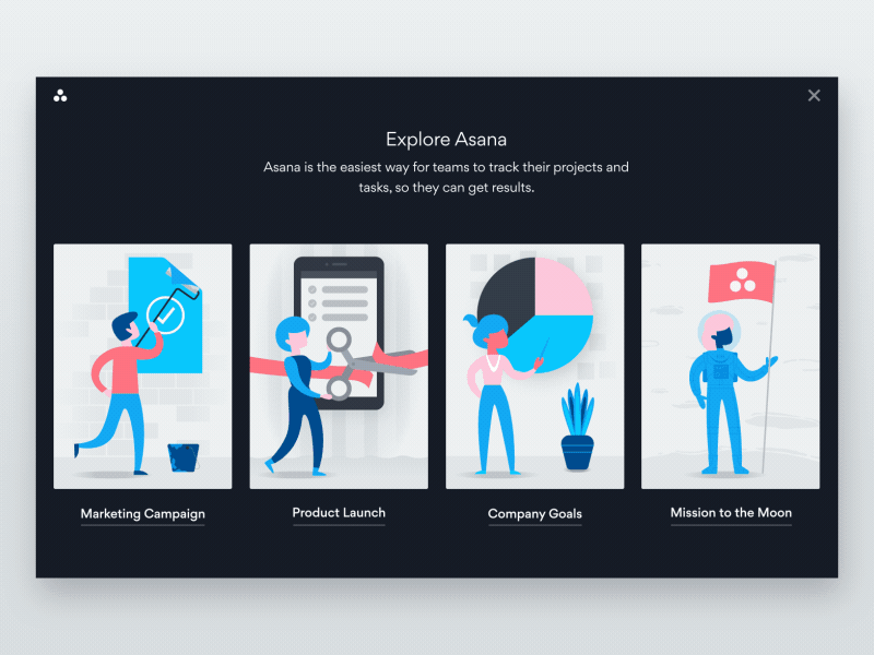 Asana Product Tour (inside) ae after effects animation carousel marketing modal product product screenshot sketch2ae space tooltip work tracking
