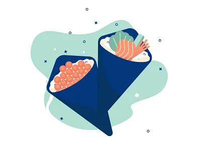 Temaki flat design food hand roll illustration japan japan food street food sushi temaki vector