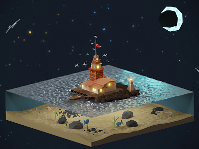 Maiden's Tower 3d arhictecture blender building game isometric lowpoly render