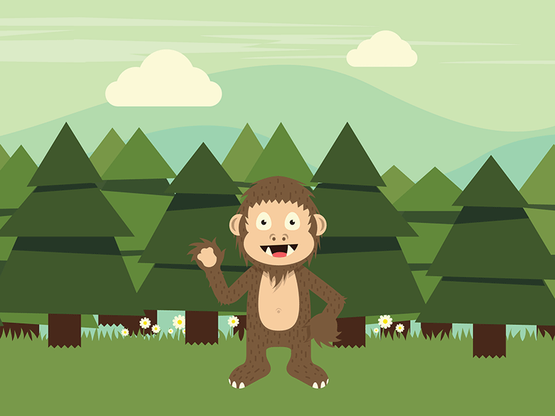 Sasquatch bigfoot forest illustration illustrator sasquatch vector