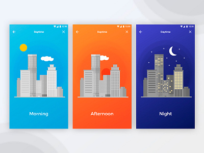 Daytime illustrations afternoon day daytime illustration mobile morning night screens